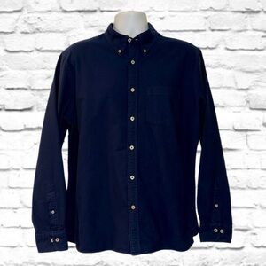 Brooks Brothers Button-Down Shirt XL Navy Blue 100% Cotton Casual Classic